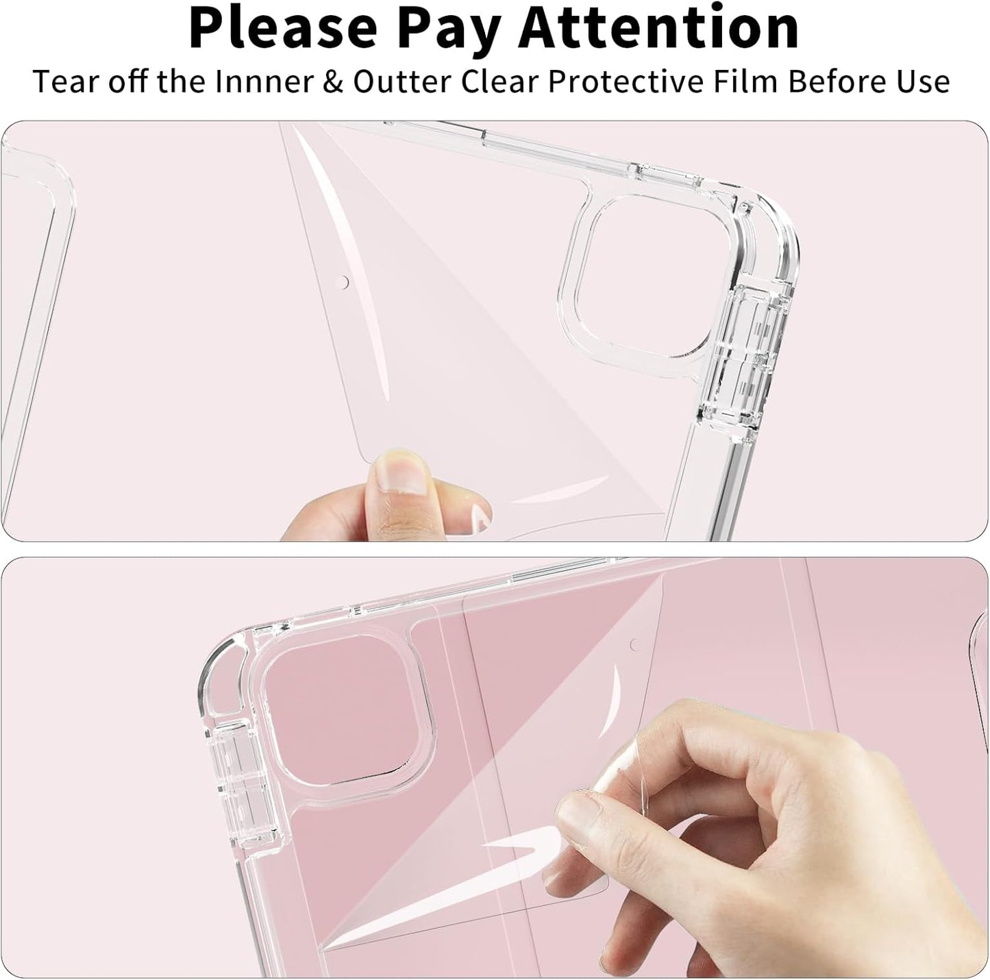 Kenke iPad Pro 11 Inch Case 4th/3rd/2nd Generation 2022/2021/2020 Support 2nd Pencil Charge with Right Side Pencil Holder, Transparent Acrylic Hard PC Back Cover & Soft Translucent Edge Side (Pink)