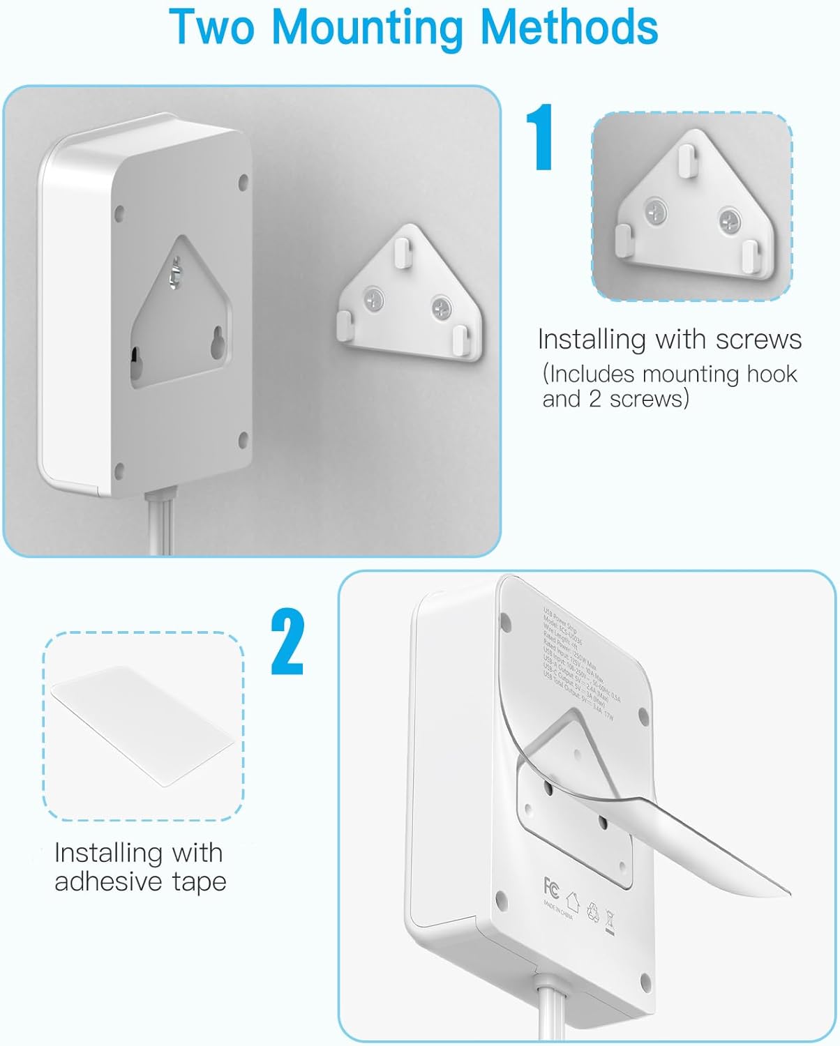 Flat Electrical Outlet Extender with USB C Ports, 4 Outlet 3 USB Wall Plug, Ultra Flat 6 ft Thin Extension Cord, Flat Plug Power Strip Surge Protector for Home, Office. White