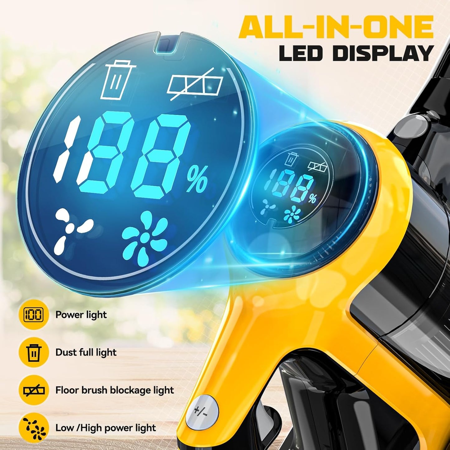 Cordless Vacuum Cleaner for DeWALT 20v Battery(No Battery), 350W 30KPA Stick Vaccum