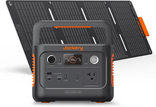 Jackery Solar Generator 240 v2 and 40W Mini Solar Panel 2024 New Version, 256Wh LiFePO4 Battery, 300W AC & 100W USB-C Output, Ultra Fast Solar Charging for Outdoors, Camping, Travel & Emergencies