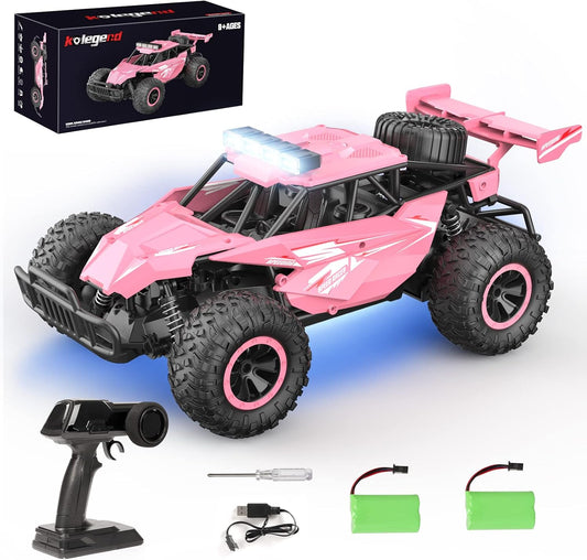 kolegend Remote Control Car for Girls 50+min Monster Trucks 20km/h 1:12 Scale 13 Inch All Terrains RC Truck with Flashing Chassis Lights Gift Toys for Girls Kids Boys