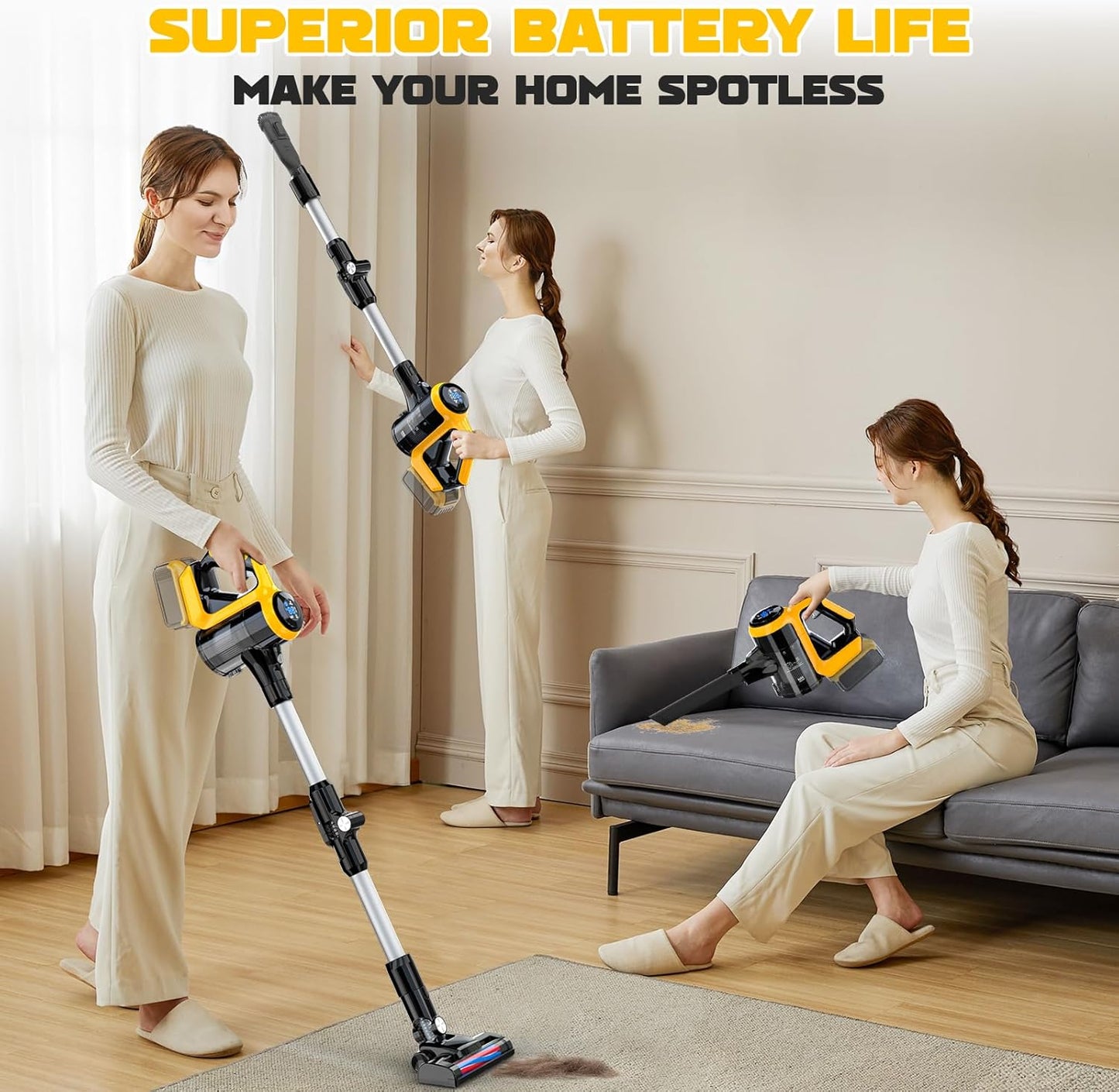 Cordless Vacuum Cleaner for DeWALT 20v Battery(No Battery), 350W 30KPA Stick Vaccum