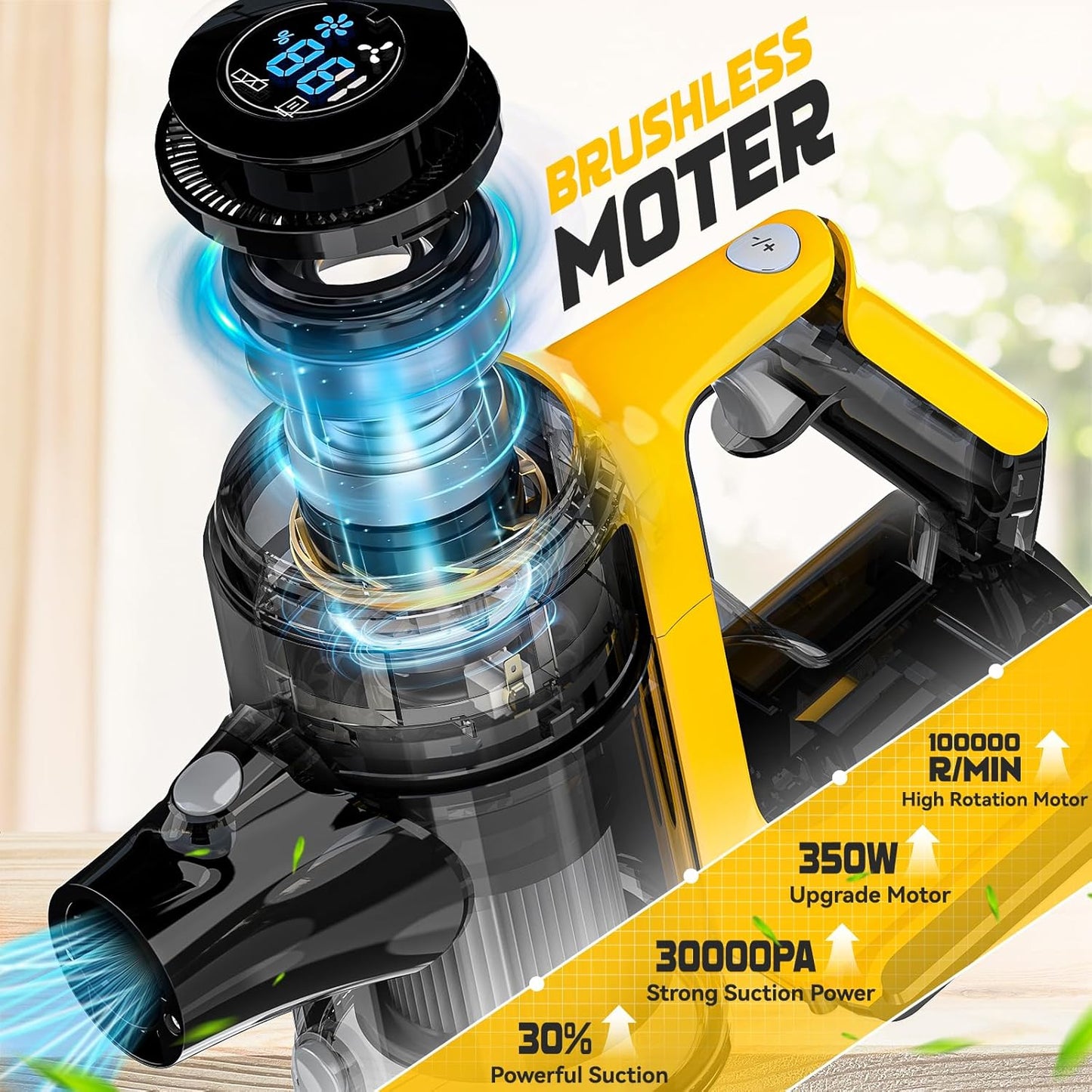 Cordless Vacuum Cleaner for DeWALT 20v Battery(No Battery), 350W 30KPA Stick Vaccum