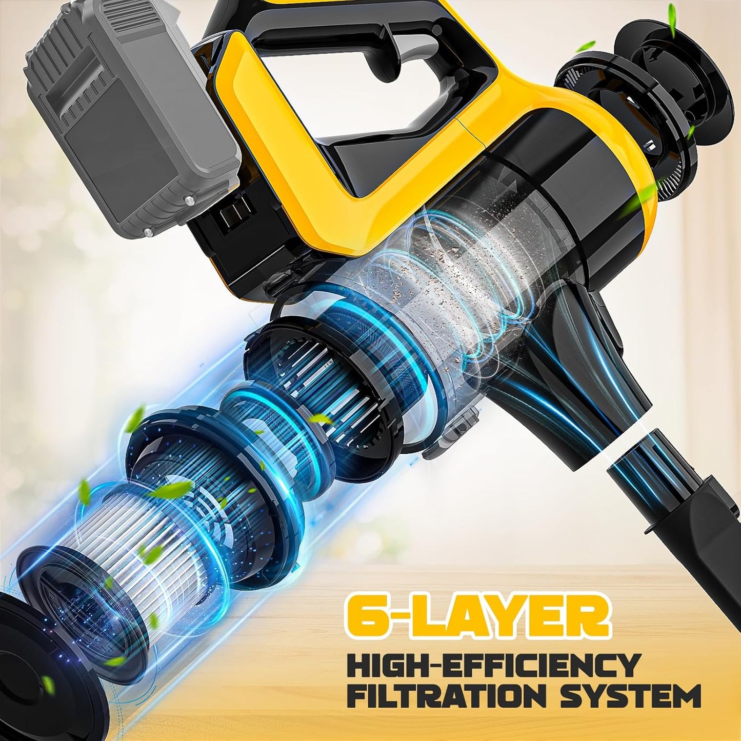 Cordless Vacuum Cleaner for DeWALT 20v Battery(No Battery), 350W 30KPA Stick Vaccum