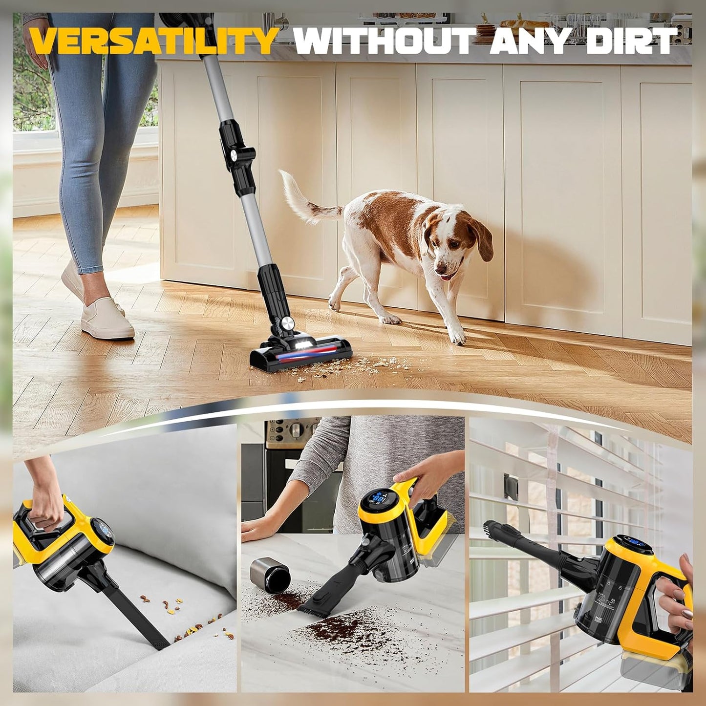 Cordless Vacuum Cleaner for DeWALT 20v Battery(No Battery), 350W 30KPA Stick Vaccum